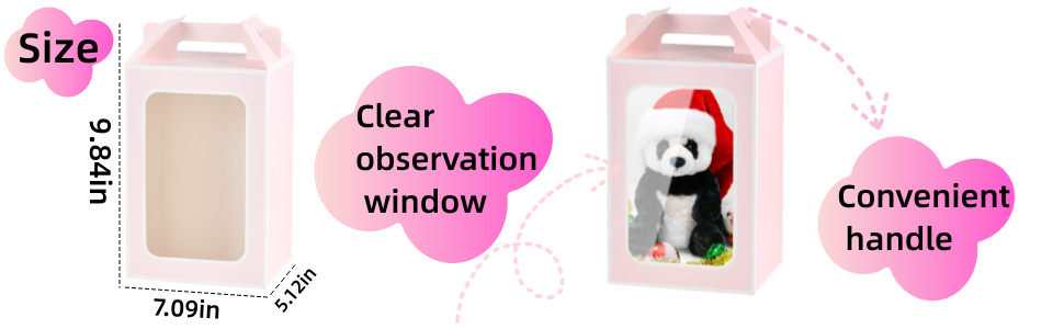 trade price enorteen 12 pcs clear gift bags with transparent window gift boxes candy boxes tote paper bags flower boxes bouquet bags for bridal shower present festivals party (pink) wholesale supplier