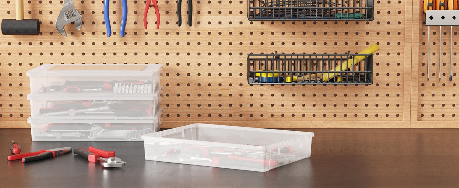 factory price lifewit 4 pack plastic multi-purpose storage box with latching lids, clear a4, 8.5