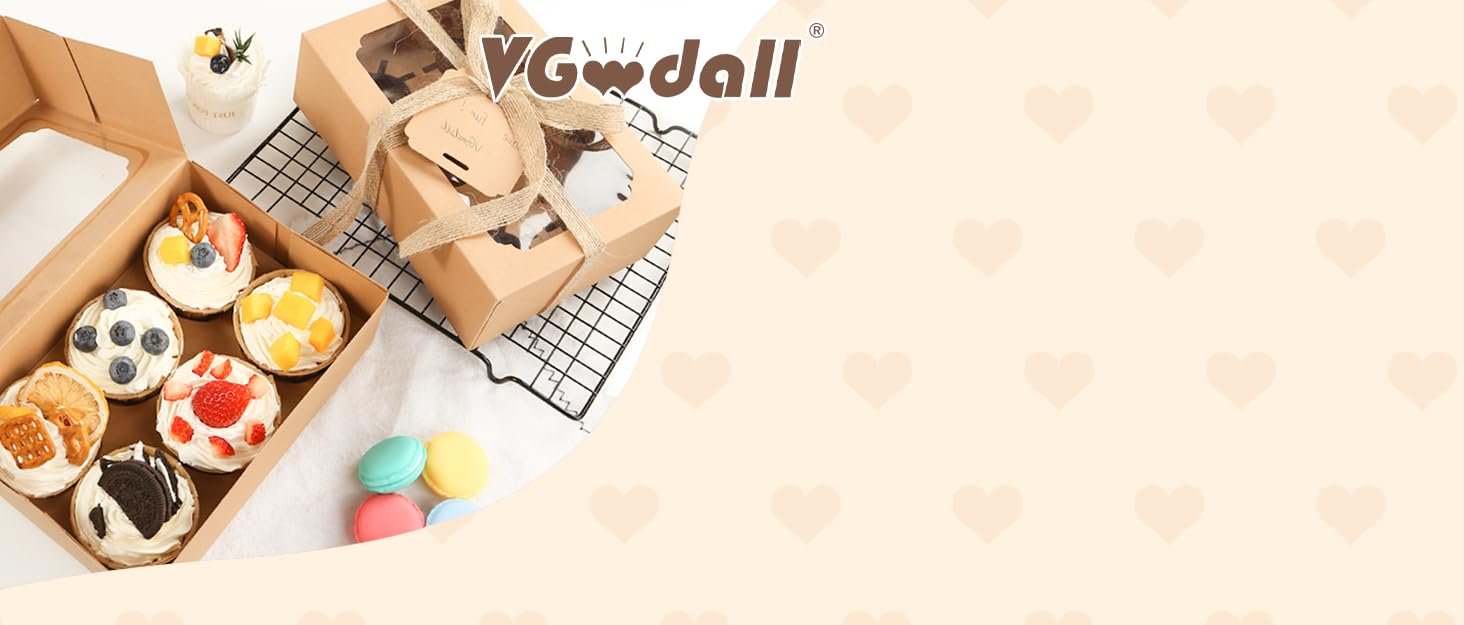 trade price vgoodall 50pcs white cookie boxes, 9.5x6x1.2 inches bakery box with clear lids for cookies pastries muffins chocolates, treat boxes dessert boxes for class birthday wedding party wholesale supplier