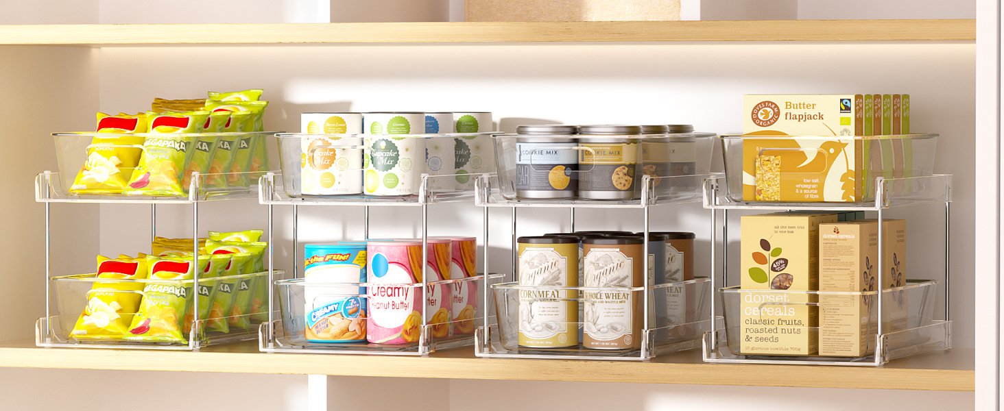 factory direct vtopmart 4 pack bathroom storage organizer, 2 tier clear under sink organizers vanity countertop storage container, medicine cabinet drawers bins, pull-out organization with track for pantry, kitchen oem/odm services