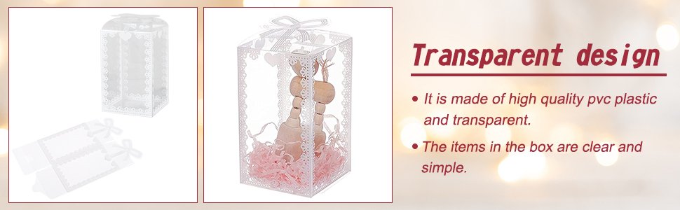 trade price benecreat 10pcs clear gift boxes 6.8x4.7x1.2inch rectangle pvc wedding party favour boxes for candy chocolate, present contains, festival gift packaging wholesale supplier