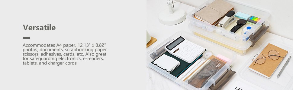 factory price citylife 3 pcs plastic storage bins with latching lids portable project case clear file box stackable storage containers for organizing a4 paper, photo, document, scrapbook volume discount