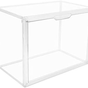 buy in bulk clear stackable plastic storage bins with magnetic attraction lid, dustproof book & cosmetic display cases, large figures collectibles showcase, shoe box, bag organizer (transparent -1 pack) source from factory