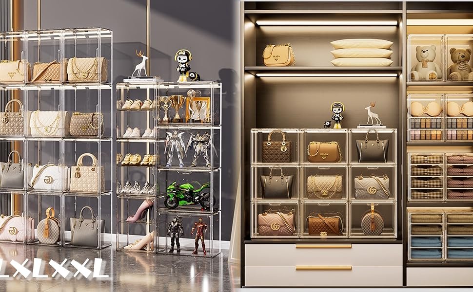 خرید عمده ویترین اکریلیک شفاف، سطل‌های نگهداری پلاستیکی قابل چیدن با درب مغناطیسی، ویترین لوازم آرایشی، کلکسیون‌های بزرگ، منبع خیلی بزرگ از کارخانه