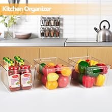 factory direct yihong 6 pack clear pantry organizer bins, plastic containers with handle for kitchen,freezer,cabinet,closet,bathroom under sink storage oem/odm services
