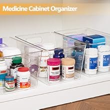 factory direct yihong 6 pack clear pantry organizer bins, plastic containers with handle for kitchen,freezer,cabinet,closet,bathroom under sink storage oem/odm services