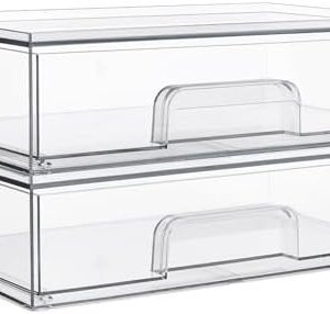 buy in bulk vtopmart 12''w clear stackable storage drawers,2 pack acrylic plastic organizers bins for makeup palettes, cosmetics, and beauty supplies,ideal for vanity, bathroom,cabinet,desk organization source from factory