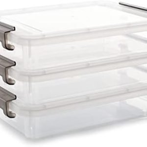 factory price citylife 3 pcs plastic storage bins with latching lids portable project case clear file box stackable storage containers for organizing a4 paper, photo, document, scrapbook volume discount