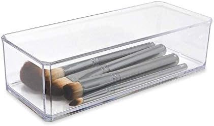 buy in bulk isaac jacobs clear acrylic rectangular stackable storage organizer, (9" l x 3.5" w x 2.5" h) drawer tray, multi-functional, bathroom, kitchen, home, office, desk, drawers source from factory