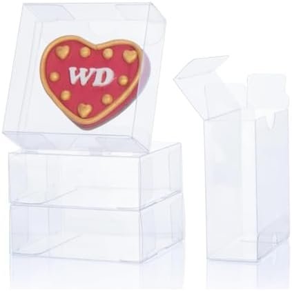 manufacturer direct 50 pack 4x4x1.2inch clear single cookies boxes with full window plastic small treat boxes macaron boxes donut boxes dessert box for party christmas valentine's day supplier direct