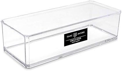 buy in bulk isaac jacobs clear acrylic rectangular stackable storage organizer, (9" l x 3.5" w x 2.5" h) drawer tray, multi-functional, bathroom, kitchen, home, office, desk, drawers source from factory