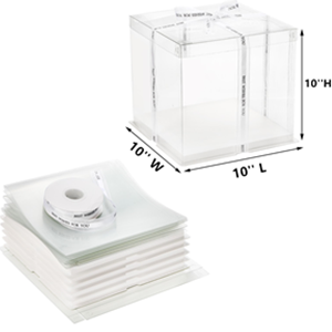 Prezzo commerciale 6 pezzi scatola per torta trasparente con nastro a 2 strati 10x10x10 pollici, scatola per torta trasparente con coperchi, scatole per imballaggio di torte alte per animali domestici, scatole regalo trasparenti per compleanno, matrimonio e festa fornitore all'ingrosso