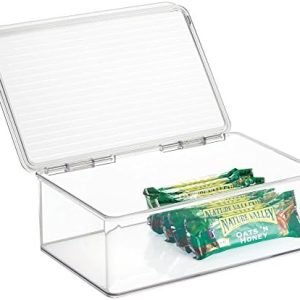 buy in bulk idesign bpa-free plastic pantry and kitchen storage, stackable freezer and fridge organizer lidded bin – 7.25" x 10.75" x 3.75", clear source from factory