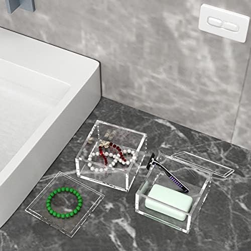 buy in bulk niubee acrylic storage box with lids, 4‘’ clear mult-purpose box square stackable for office, home, mini cube containers for jewelry,staples, mini toys source from factory