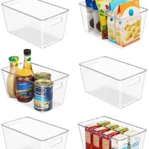 factory direct vtopmart clear plastic storage bins, 6 pcs pantry organizer bins with handle for refrigerator, fridge, cabinet, kitchen, countertops, cupboard, freezer organization,medium oem/odm services