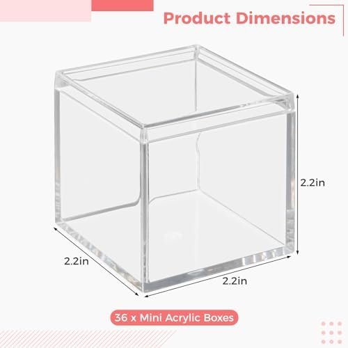 buy in bulk 18pcs mini clear acrylic boxes,small clear boxes with lids, 2.2 x 2.2 x 2.2 in plastic square cube, square display box, clear container boxes for candy pill earring jewelry tiny beads source from factory
