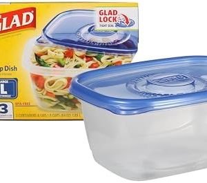 direct bulk orders gladware deep dish food storage containers | large rectangle food storage, food containers hold up to 64 ounces of food | glad containers with glad lock tight seal, 3 count, standard low-cost wholesale