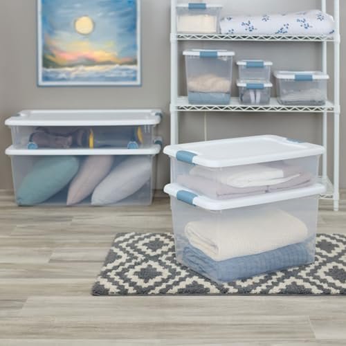 factory price sterilite 12-pack stackable storage bin with lid, clear plastic design, 64 quart volume discount