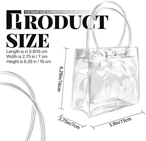 manufacturer direct badenbach 24 pcs small clear gift bags with handle,5.9" x 6.3" x 2.8",cute plastic clear gift bag clear party favor goodie bags for boutique wedding birthday party baby shower halloween christmas supplier direct