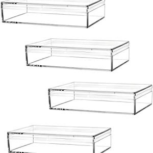 buy in bulk dedoot clear acrylic box with lids, 4 pack 4.3x2.7x1 inch clear acrylic plastic square cube storage candy box containers for wedding, party, treats, coin, jewelry accessories source from factory