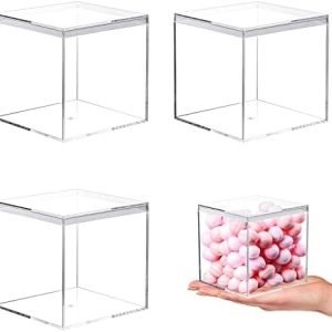 buy in bulk kamehame acrylic boxes for display 3 pack clear plastic square cube, 3.3x3.3x3.3inch/85x85x85mm small acrylic box with lid, candy pill and tiny jewelry storage boxes organize containers source from factory