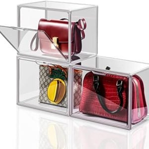 buy in bulk 3pack clear plastic handbag storage organizer for closet, acrylic display case for handbag and purse, purse organizer for closet with magnetic lid for book, toys, hat source from factory