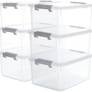 factory direct citylife 6 packs 17 qt plastic storage bins with lids large stackable storage containers for organizing clear storage box for garage, closet, kitchen oem/odm services