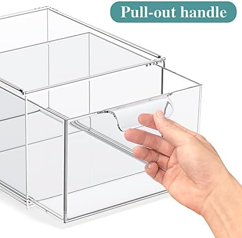 factory direct 2 pack stackable makeup organizer and storage, acrylic organizers,clear plastic storage drawer with handles for vanity, undersink, kitchen cabinets, pantry oem/odm services