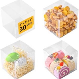 manufacturer direct dayammi 30 pcs clear favor boxes,4 x 4 x 4 inch plastic clear gift boxes for wedding,birthday,easter mother's father's day party supplier direct