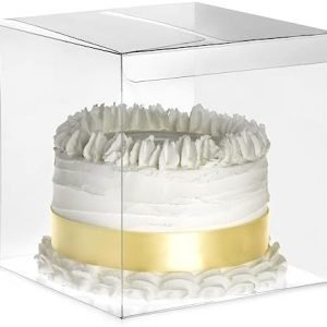 trade price juvale 30-pack clear gift boxes - 6x6x6 in square plastic transparent boxes for cakes, wedding, baby shower, birthday party wholesale supplier