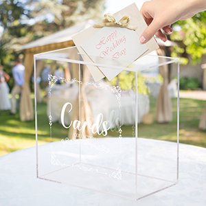 buy in bulk clear acrylic wedding card box, large diy card box blank no print for wedding reception, graduation party, bridal shower, keepsake party favor, cosmetic home decor (10 x10 x 5.5 inch) source from factory
