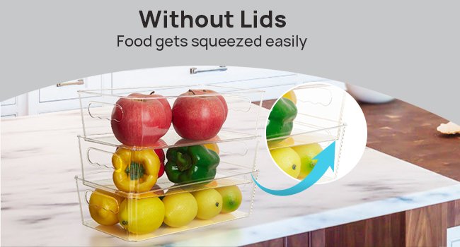 Organizadores y contenedores de almacenamiento transparentes de 8 piezas con tapas, apilables, de plástico, con asas, para refrigerador, congelador, despensa, gabinetes, organización y almacenamiento de cocina, servicios OEM/ODM, Vtopmart. Organizadores y contenedores de almacenamiento transparentes de 8 piezas con tapas, apilables, de plástico, con asas, para refrigerador, congelador, despensa, gabinetes, organización y almacenamiento de cocina, servicios OEM/ODM, Vtopmart.