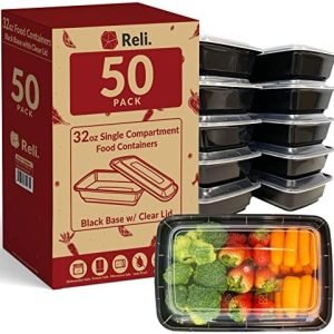 direct bulk orders reli. meal prep containers (50 pack, 32 oz.) | 1 compartment food containers with lids | microwavable freezer dishwasher safe - bento box low-cost wholesale