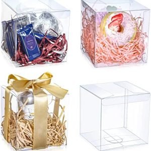 trade price 100 pcs clear favor boxes plastic gift boxes 4 x 4 x 4 inch candy boxes clear gift boxes transparent box pet clear box for wedding bridal baby shower party favors cupcake macaron candy cookie ornament wholesale supplier