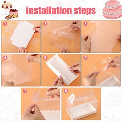 manufacturer direct handepo 25 pcs clear gable bakery gift boxes with cardboard and handles candy treat box gable boxes clear boxes for cookie pastry cupcake dessert treat cookie christmas party favors, 6.3 x 3.6 x 3.6'' supplier direct