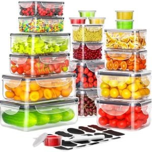 direct bulk orders 40 pcs food storage containers with lids airtight (20 containers & 20 lids), plastic storage meal prep container-stackable 100% leakproof & microwave organization and storage sets, lunch containers low-cost wholesale