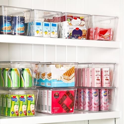 factory direct vtopmart 6 pack clear stackable storage bins with lids, large plastic containers with handle for pantry organizer and storage,perfect for bathroom,cabinet,kitchen,fridge,closet organization oem/odm services