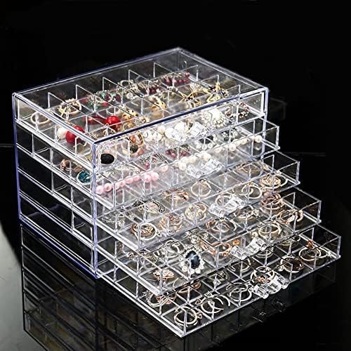 buy in bulk earring storage box organizer, acrylic jewelry storage box holder 5 drawers transparent jewelry display stand with 120 small compartments gift boxes for women girls (clear) source from factory