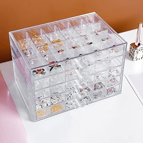 buy in bulk earring storage box organizer, acrylic jewelry storage box holder 5 drawers transparent jewelry display stand with 120 small compartments gift boxes for women girls (clear) source from factory
