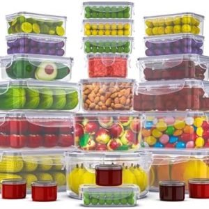 direct bulk orders rockberry 50 pcs large food storage containers with lids airtight-85 oz to small containers-total 526oz stackable kitchen set -bpa free leak proof containers- freezer microwave safe low-cost wholesale