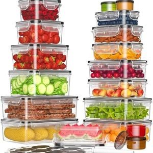 direct bulk orders 36-piece food storage containers with lids(18 containers & 18 lids), plastic food containers for pantry & kitchen storage and organization, bpa-free, leak proof, reusable with labels & pen low-cost wholesale