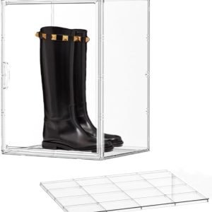 buy in bulk super large boot storage boxes clear stackable storage bins, xx-large shoe box organizers with magnetic lids, big acrylic display case an adjustable divider source from factory