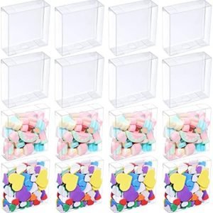 manufacturer direct 100 pack clear boxes for favors plastic clear gift box transparent clear treat boxes candy boxes clear cookie boxes for wedding party baby shower birthday halloween christmas(4 x 4 x 1.2 inch) supplier direct