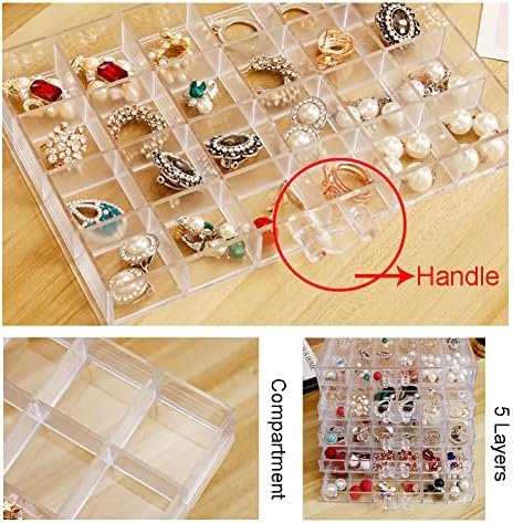 buy in bulk earring storage box organizer, acrylic jewelry storage box holder 5 drawers transparent jewelry display stand with 120 small compartments gift boxes for women girls (clear) source from factory