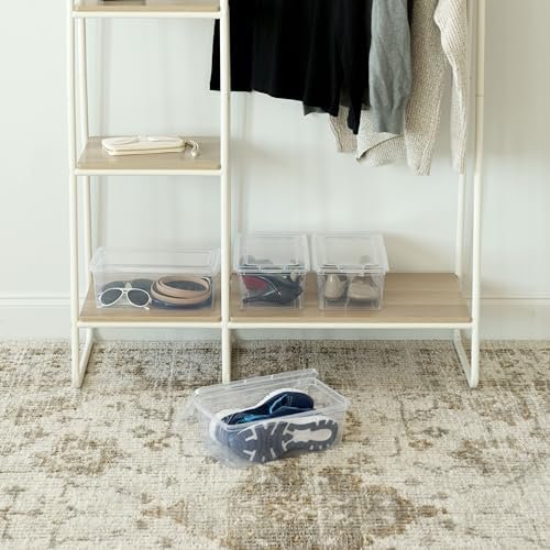 صندوق تخزين شفاف من إيريس يو إس إيه، سعة 6 كوارت، خالٍ من مادة بيسفينول أ، قابل للتكديس مع غطاء، حاويات لتنظيم الأحذية ورفوف الخزانة، أدوات مدرسية لتنظيم الفصل الدراسي، تخزين الألعاب، عبوة من 20 قطعة، خدمات تصنيع المعدات الأصلية/تصنيع التصميم الشخصي.