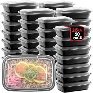 direct bulk orders 50-pack reusable meal prep containers microwave safe food storage containers with lids, 28 oz - 1 compartment take out disposable plastic bento lunch box to go, bpa free - dishwasher & freezer safe low-cost wholesale