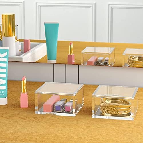 buy in bulk aitee acrylic box with lid, clear cube display case, multi-purpose box square container for holding staples, highlighters, adhesive tape, paper clips, stamps, display in office or home (medium) source from factory