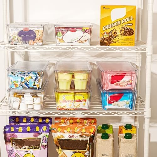 Organizadores y contenedores de almacenamiento transparentes de 8 piezas con tapas, apilables, de plástico, con asas, para refrigerador, congelador, despensa, gabinetes, organización y almacenamiento de cocina, servicios OEM/ODM, Vtopmart.