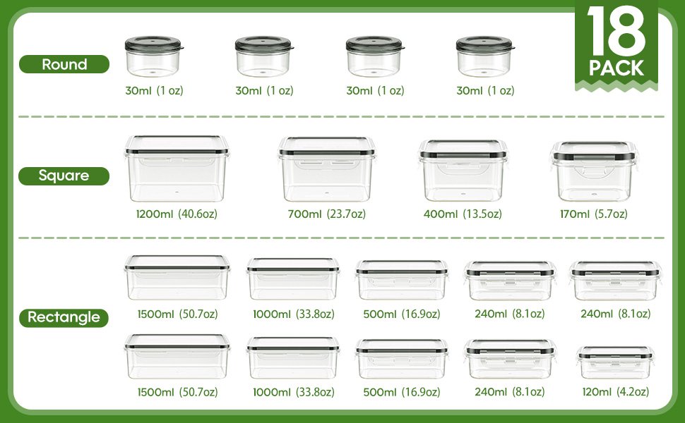 direct bulk orders 36-piece food storage containers with lids(18 containers & 18 lids), plastic food containers for pantry & kitchen storage and organization, bpa-free, leak proof, reusable with labels & pen low-cost wholesale