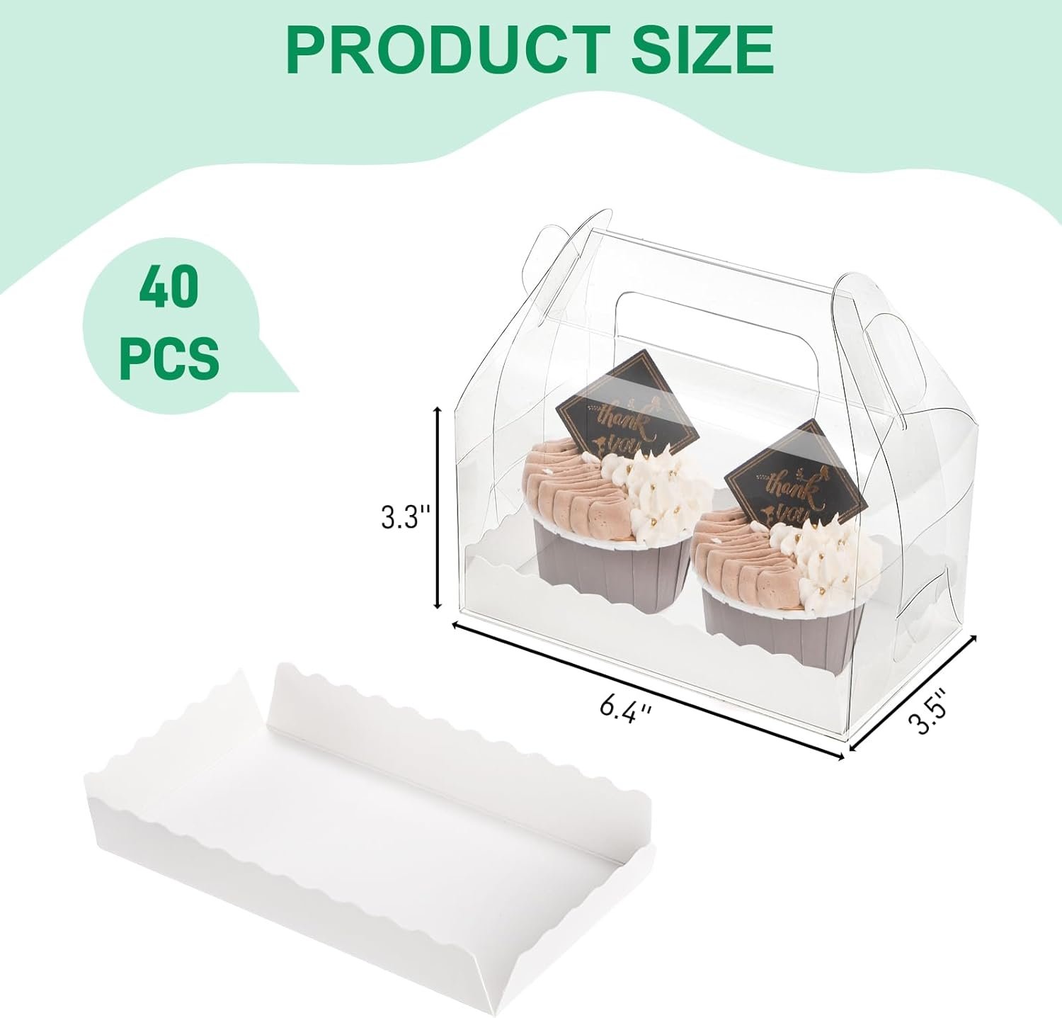 manufacturer direct 40 pack clear gable bakery gift box, candy treat boxes with handle, party favor treat dessert cookies container for birthday wedding baby shower, 6.4''l x 3.5''w x 3.3''h supplier direct